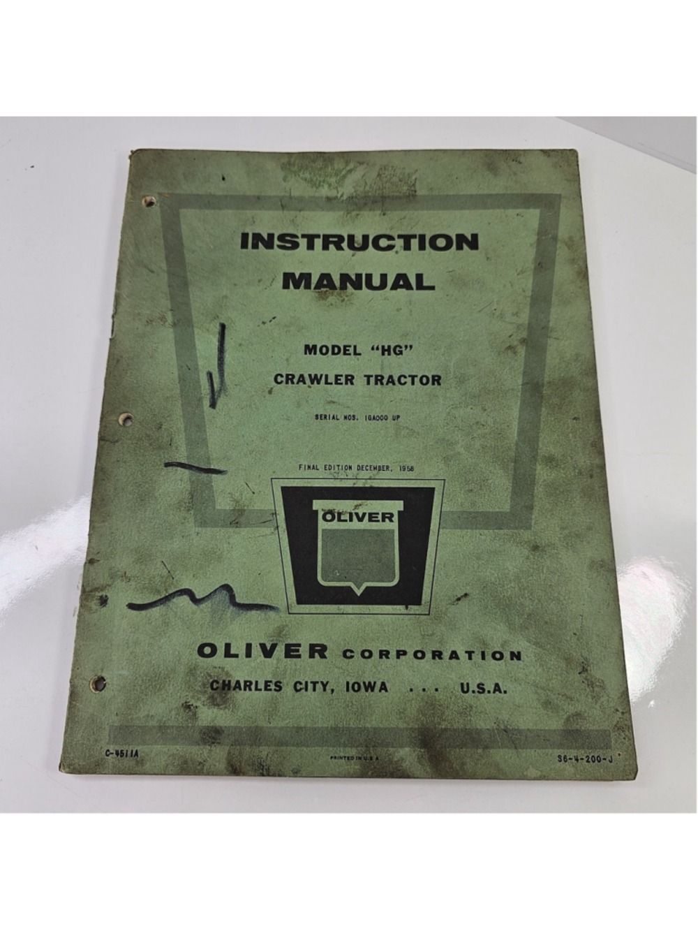 1958 Oliver Model HG Crawler Tractor Instruction Manual C-4511A Original